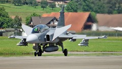 Aircraft military bomber flying landing Saab jets 