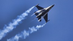 Aircraft military f-16 fighting falcon fighter jets contrails