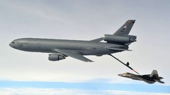 Aircraft military raptor refueling F-22 Raptor KC-10 Extender