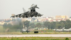 Aircraft military takeoff eurofighter typhoon fighter jets