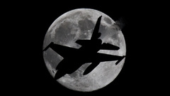 Aircraft moon monochrome