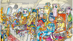 Aircraft multicolor fences surreal