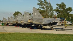 Aircraft parking military bomber flying Saab hungary jets 