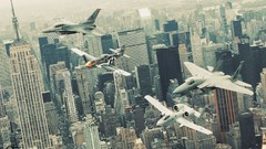 Aircraft retro new york city f-15 eagle f-16 fighting falcon 