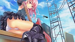 Aircraft Shoes headphones Anime guitars guitarists pink hair 