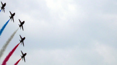 Aircraft show colorful smoke