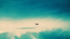 Aircraft sky vehicle clouds cyan Turquoise