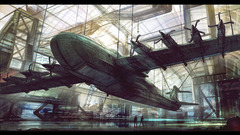 Aircraft stairways artwork hangar