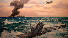 Aircraft submarine ships artwork