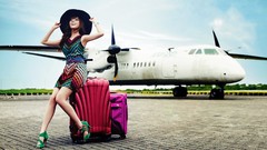 Aircraft woman asians models