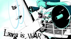 Aircraft woman blue hair long hair blue eyes hatsune miku 