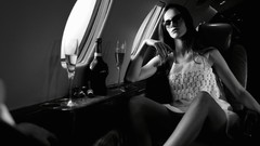 Aircraft woman monochrome sunglasses models greyscale