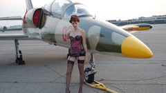 Aircraft woman stockings lingerie corset susan coffey redheads