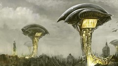 Airship mango science fiction concept art