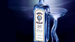 Alcohol blue background gin drinks liquor bombay sapphire