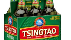 Alcohol white background bottles beers Tsingtao