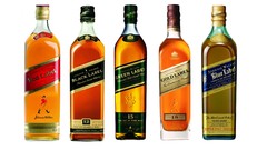 Alcohol white background bottles whiskey johnnie walker liquor 