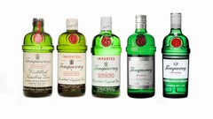 Alcohol white background gin bottles liquor Tanqueray