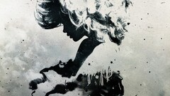 Alex Cherry artwork monochrome silhouette paint splatter Women