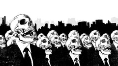Alex Cherry suits artwork monochrome skull grunge skyline