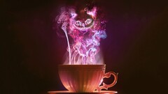 Alice in Wonderland cheshire cat cup smoke fantasy art