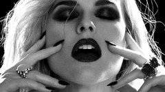 Alice rings faces monochrome lipstick blondes eye shadow closed 