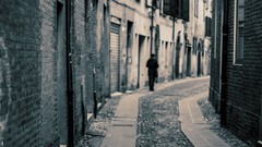 Alley monochrome cobblestones streetscape