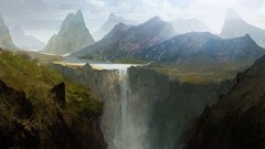 Andree Wallin waterfall Mountains landscape nature water artwork