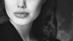 Angelina Jolie grayscale monochrome