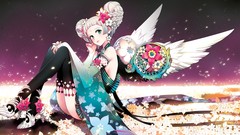 Angels anime girls soft shading