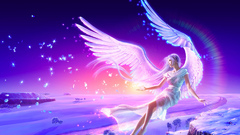 Angels wings purple hair