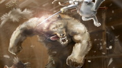 Angry wolf rabbit samurai