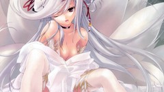 Animal ears cleavage thigh highs fox girls kitsunemimi open 