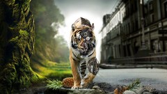 Animals abstract Robots Tigers 3d renders