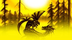 Animals Art dragon yellow