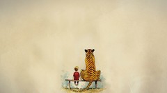 Animals bench Tigers calvin and hobbes minimalistic artwork
