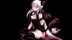 Animals black vocaloid yowane haku animal ears tails cleavage 