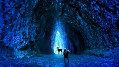 Animals blue glacier paintings digital art romantically 