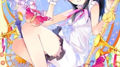 Animals Butterflies Castles smiling anime girls blue eyes black 