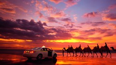 Animals cars Camels