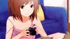 Animals cats Anime Cameras anime girls brown eyes short hair 