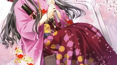 Animals cats Anime dress Umbrellas long hair anime girls 