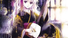 Animals cats Anime dress white hair anime girls purple eyes