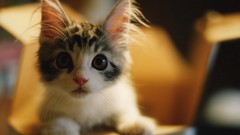 Animals cats curious Kittens shock