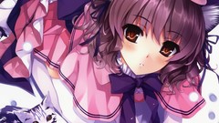 Animals cats dress hats red eyes Ribbons bows blush anime girls 