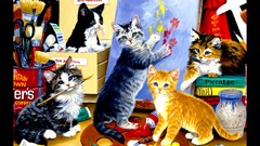 Animals cats Kittens paintings artwork