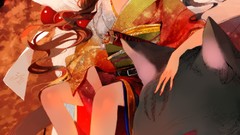 Animals cats makeup Jewelry sitting kimono blue hair long hair 