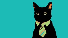 Animals cats tie suit meme minimalistic Simple Background