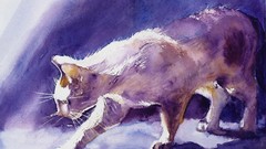 Animals cats watercolor paintings artwork