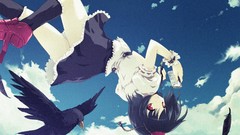 Animals clouds text Birds feathers hats socks flying red eyes 